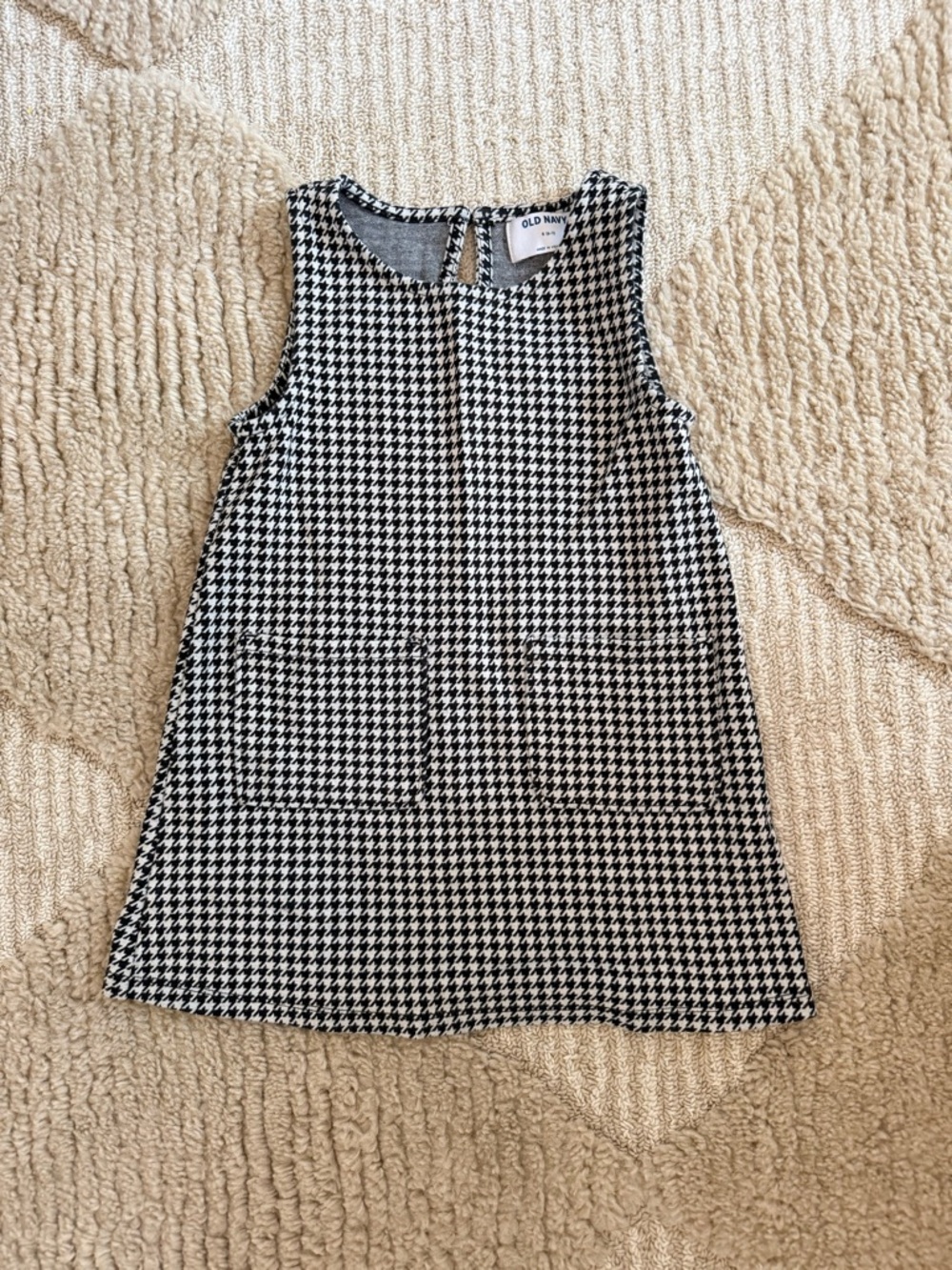 Old Navy Black and White Houndstooth Girls' Casual Dress